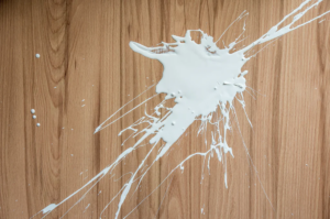 white spills on hardwood floor